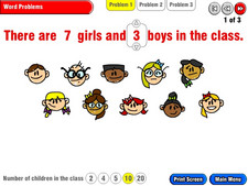 screen shot of Whole Class Percentages elementary school mainstream software