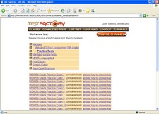 screen shot of Test Factory - Middle School